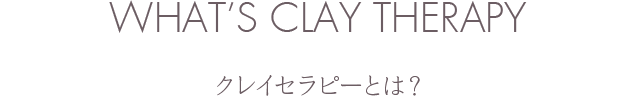 WHAT’S CLAY THERAPY クレイセラピーとは？